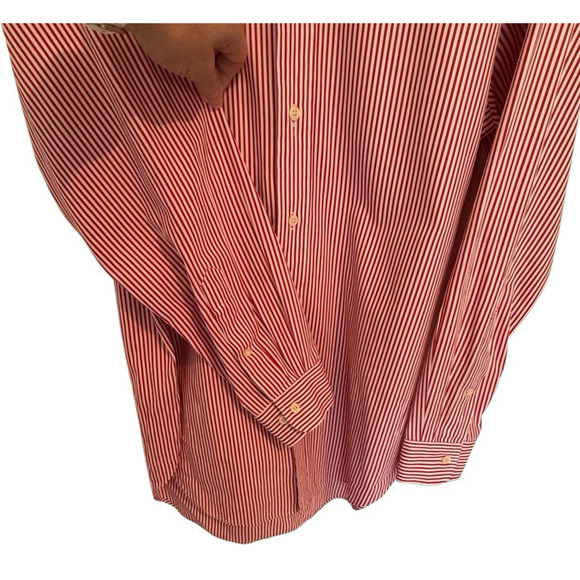 Ralph Lauren Men's Classic Fit Striped Poplin Shirt Red White Size 16/32-33 - Picture 6 of 9